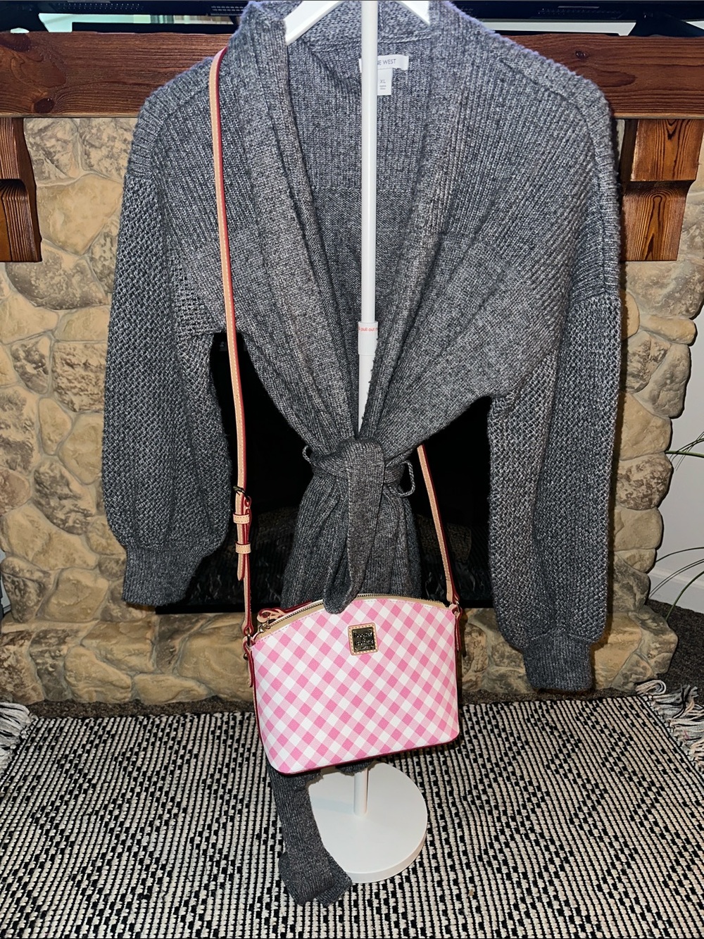 Nine West Charcoal Gray Knit Belted Longline Cardigan